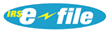 A blue and white logo with an electric flash.